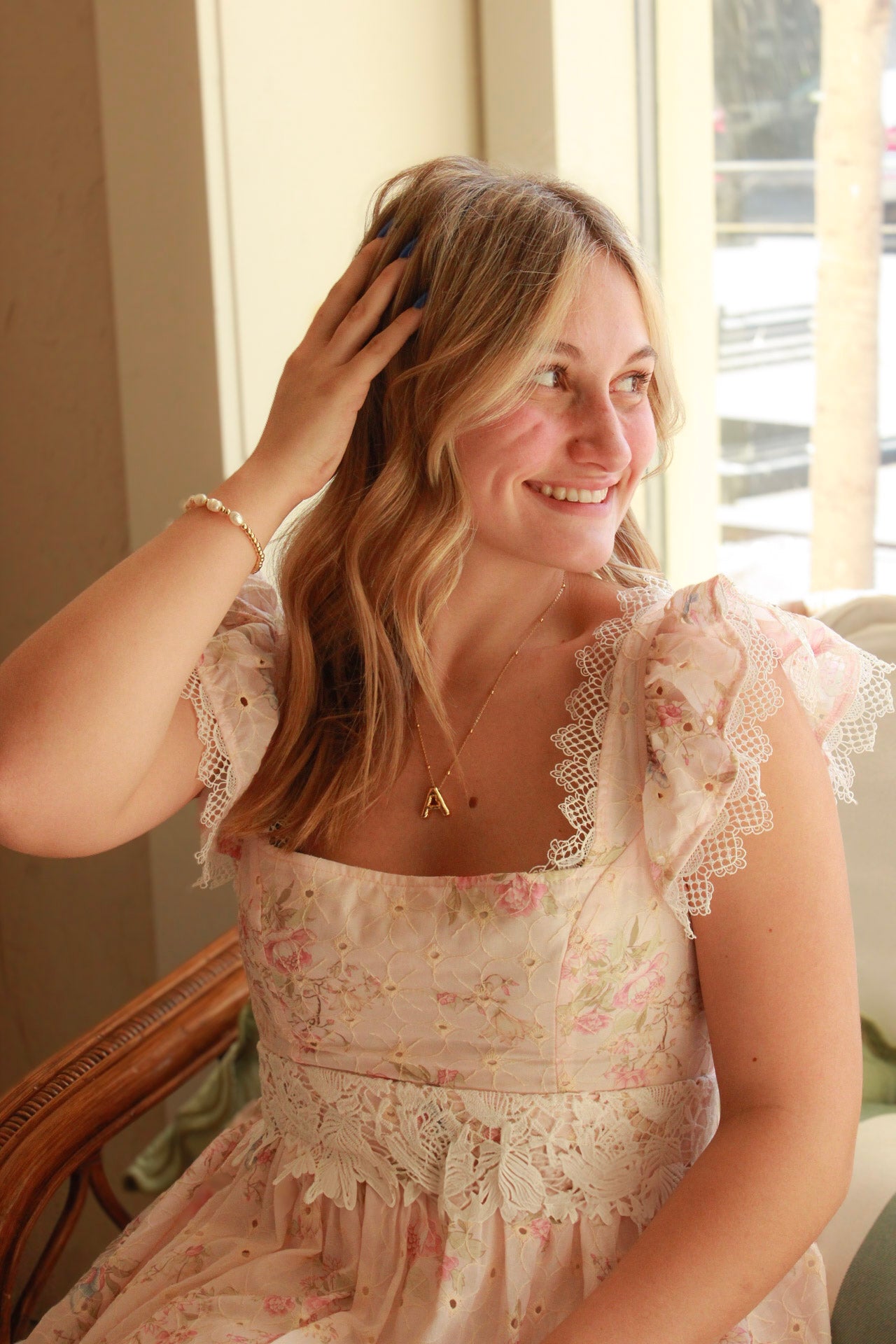 Cream floral lace MAXI dress!