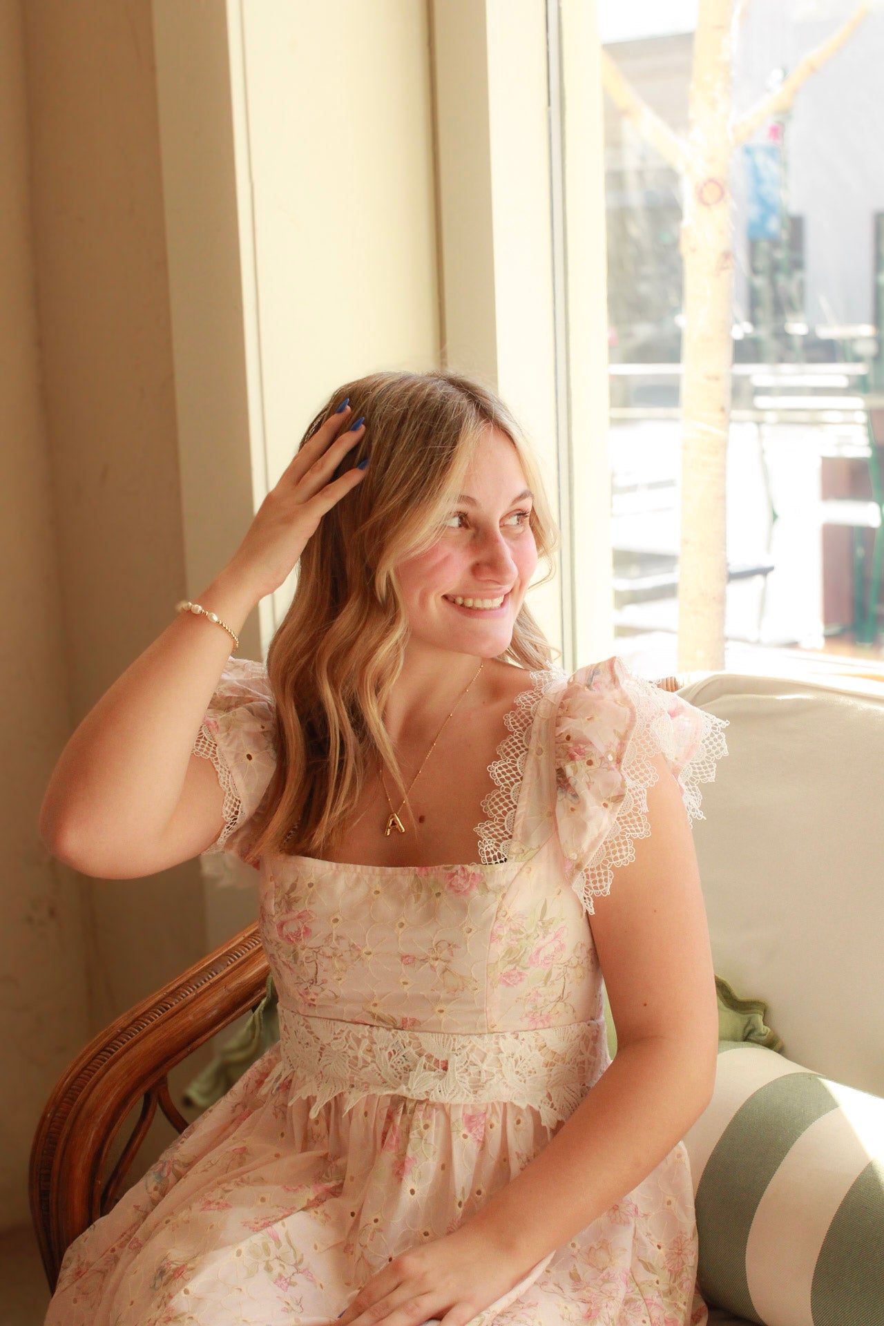 Cream floral lace MAXI dress!