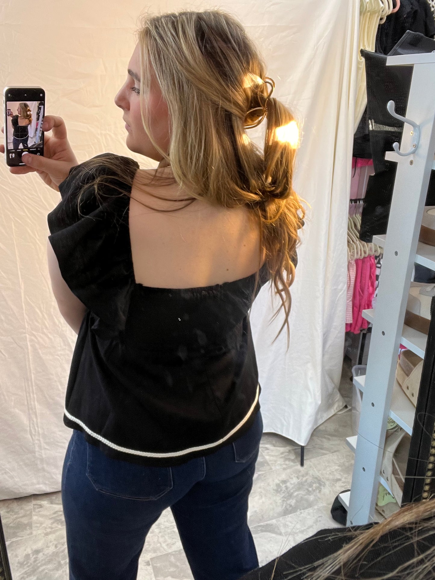 Casual black rope top