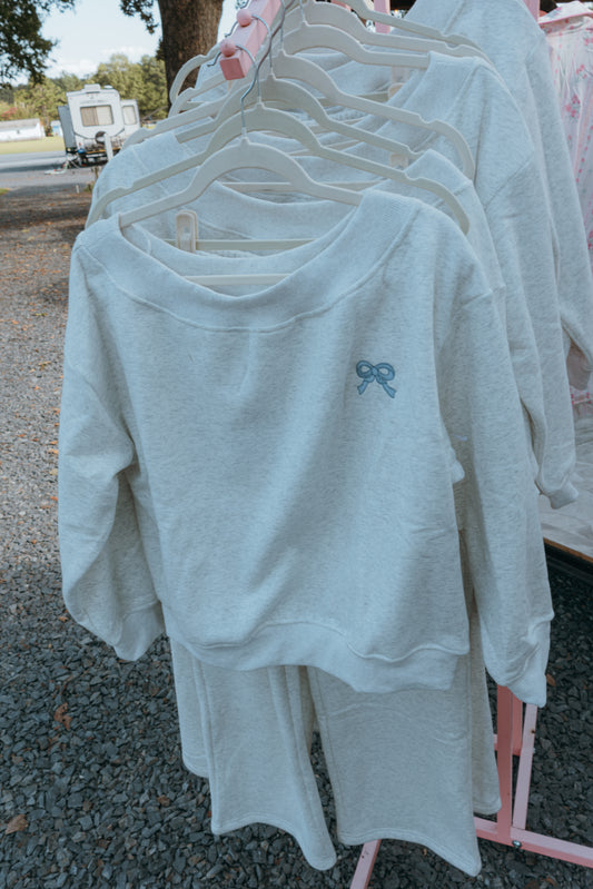 ASH grey & BLUE bow set (PANTS)