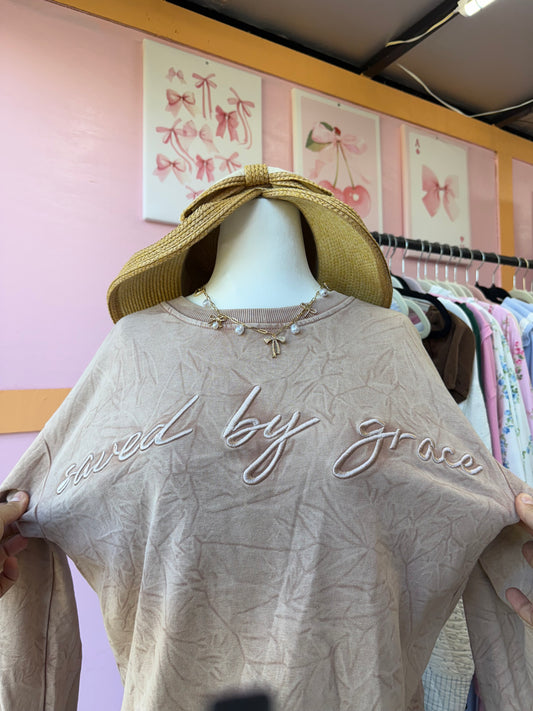 Saved by Grace washed crew neck