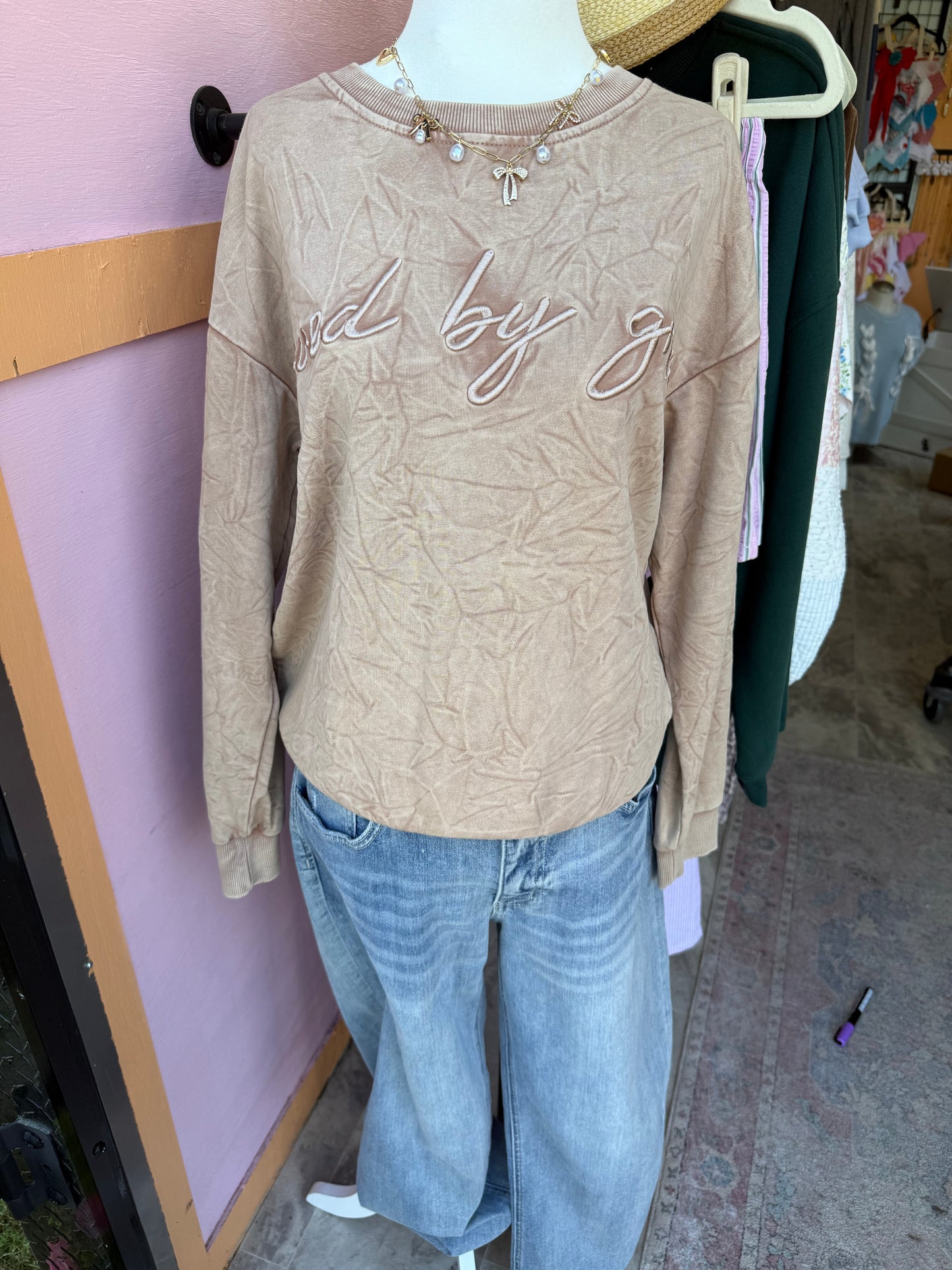Saved by Grace washed crew neck