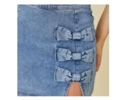 Triple BOW denim skirt