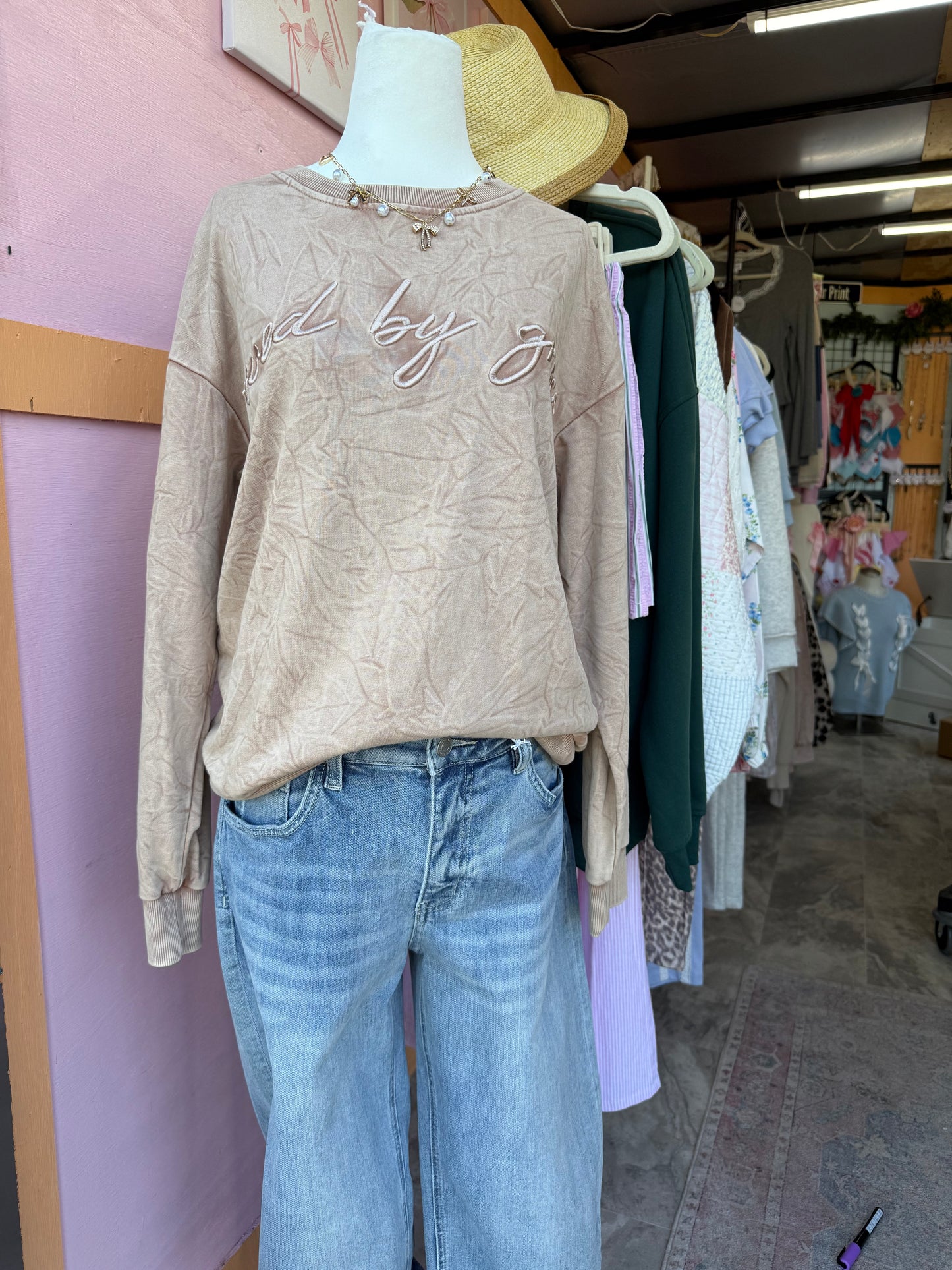 Saved by Grace washed crew neck