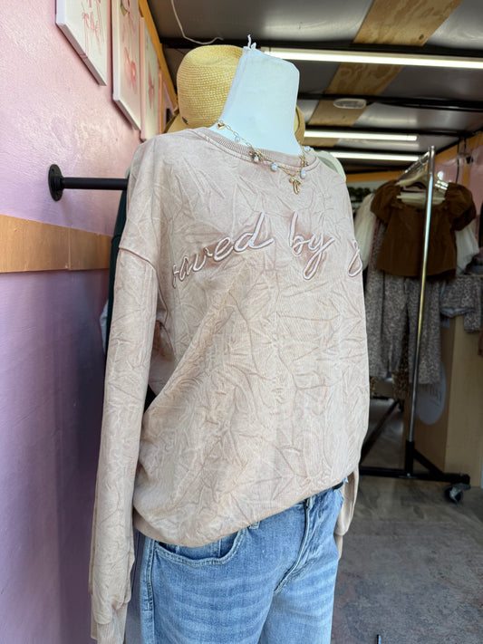Saved by Grace washed crew neck