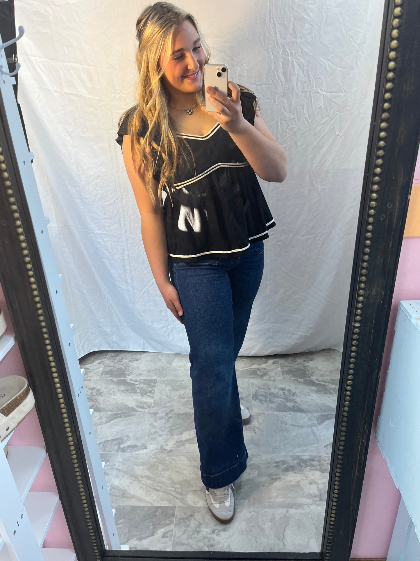 Casual black rope top
