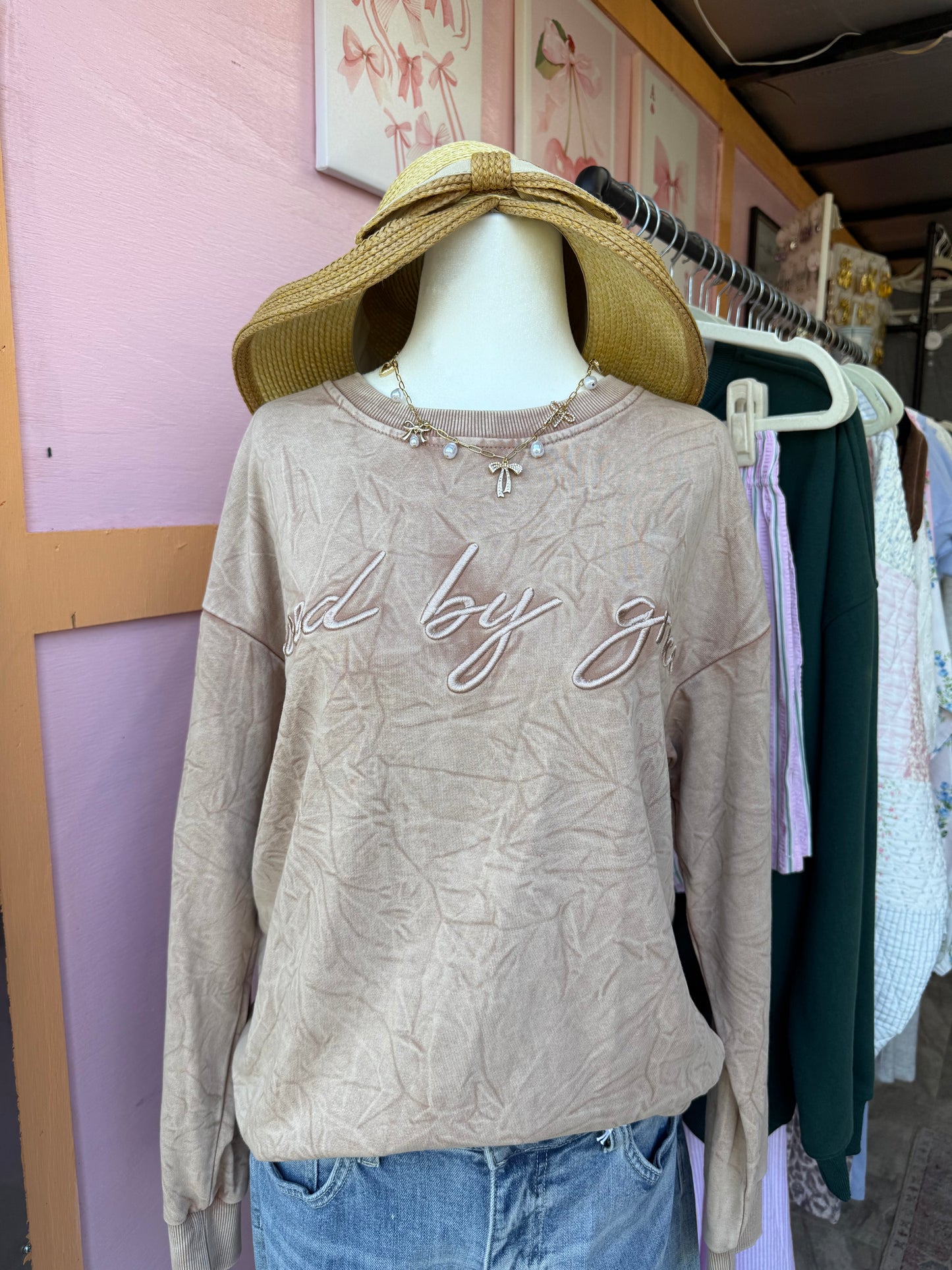 Saved by Grace washed crew neck