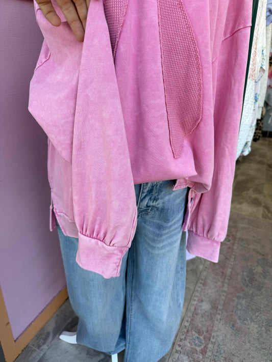 Pink waffle knit bow top! (Plus-size)