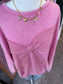 Pink waffle knit bow top! (Plus-size)