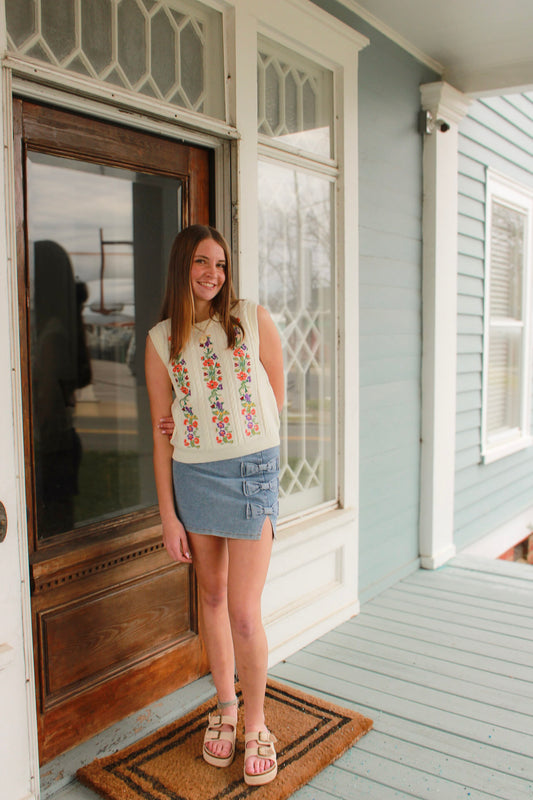 Embroidered floral TANK!