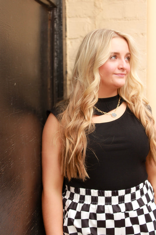 Black slit tee